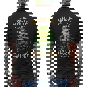 Kinda Fit Sorta Fat Gym Frog Weightlifting Workout Men's Back Print T-Shirt | Mazezy