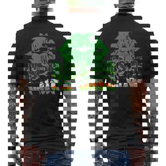 Kiss Me I'm Irish St Patrick's Day Lips & Ireland Flag Men's Back Print T-Shirt | Mazezy