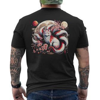 Kitsune Japanese Nine-Tailed Fox With Men's T-shirt Back Print - Thegiftio UK