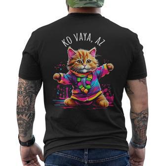 Koaya アリゾナ 踊る猫 カラフル かわいい キティ デザイン 長袖tシャツ メンズTシャツ バックプリント - Kawaiitshirt