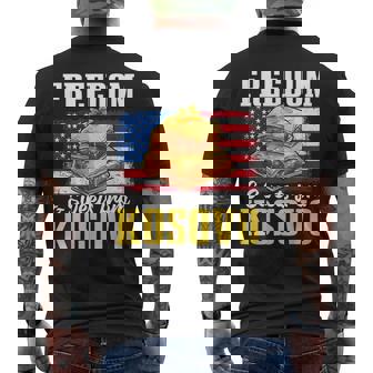 Kosovo Sweets American Flag Pride Kosovar Men's Back Print T-Shirt | Mazezy