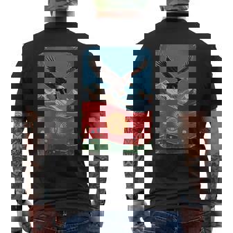 Kyrgyzstan Eagle Mountain Landscape Central Asia Men's Back Print T-Shirt | Mazezy