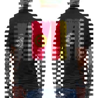 Kyrgyzstan Germany Half Flag Kyrgyz German Heritage Men's Back Print T-Shirt | Mazezy