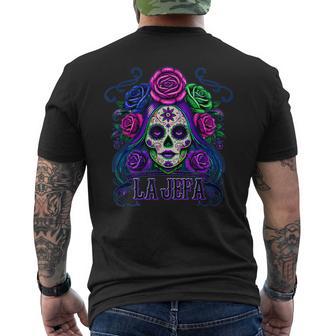 La Jefa Calavera De Azúcar Arte Femenino Mexicano Camiseta Hombre Estampado Espalda - Regaloses