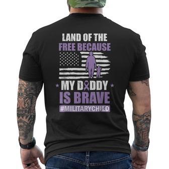 Land Of The Free Because My Daddy Is Brave Military Child Men's T-shirt Back Print - Thegiftio UK