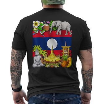 Laos Flag Laotian Roots Laos Heritage Proud Laotian Laotian Men's Back Print T-Shirt | Mazezy