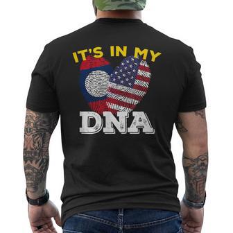 Laos Lao Laotian America American USA It's In My DNA Flag Men's Back Print T-Shirt | Mazezy