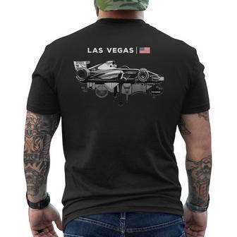 Las Vegas Racing Car Silhouette Usa Flag Men's T-shirt Back Print | Mazezy