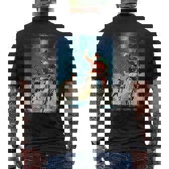 Lasso Reindeer Northern Lights North Pole Ranch Santa Cowboy Men's Back Print T-Shirt | Mazezy