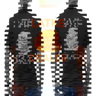 Latke Dealer Hanukkah Party Latkes Menorah Jewish Sufganiyot Men's Back Print T-Shirt | Mazezy