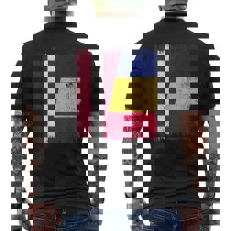 Latvia Romania Half Flag Latvian Romanian Heritage Men's Back Print T-Shirt | Mazezy