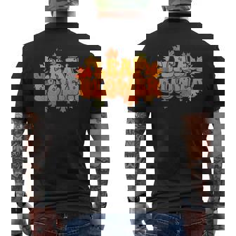 Leaf Blower Gardening Cleanup Matching Couples Men's Back Print T-Shirt | Mazezy