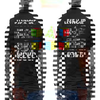 Leave No Cube Unsolved Puzzle Cubes Math Teacher Tank Top Men's Back Print T-Shirt | Mazezy