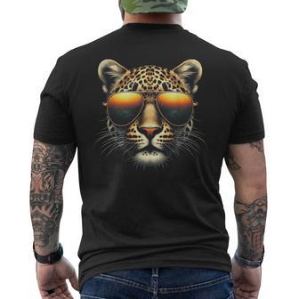 Leopard Face Wearing Sunglasses Animal Leopard Photography Men's T-shirt Back Print - Thegiftio UK