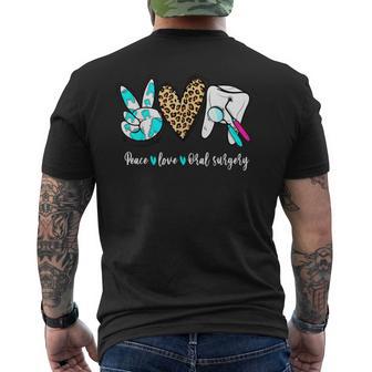 Leopard Peace Love Oral Surgery Dental Hygienist Assistant Men's T-shirt Back Print - Thegiftio UK
