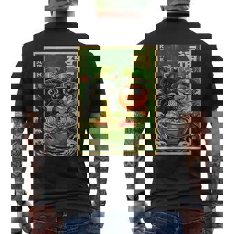 Leprechaun Japanese Cat Kawaii Ramen St Patrick's Day Men's T-shirt Back Print - Thegiftio