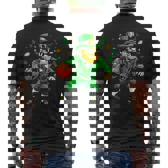 Leprechaun Play Basketball St Patrick's Day Boys Men's T-shirt Back Print - Monsterry