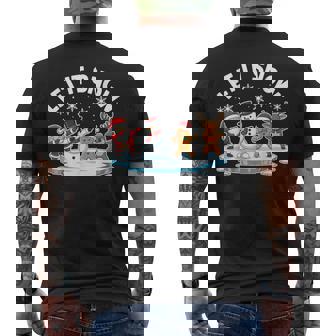 Let It Snow Squad Dabbing Santa Reindeer Snowman Gingerbread Men's Back Print T-Shirt | Mazezy