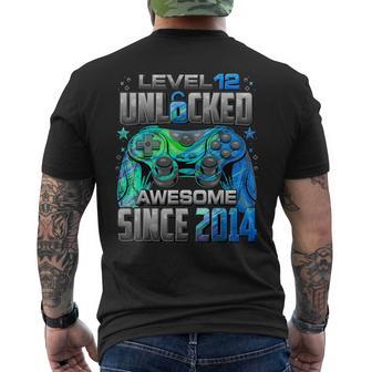 Level 12 Unlocked Awesome Since 2014 12Th Birthday Gaming Men's T-shirt Back Print - Monsterry