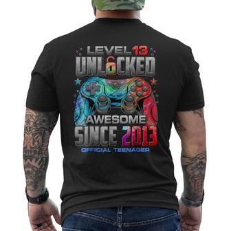 Level 13 Unlocked Awesome Since 2013 13Th Birthday Boy Gamer Men's T-shirt Back Print - Thegiftio