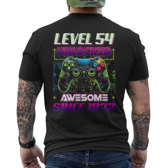 Level 54 Unlocked Awesome Since 1972 54th Birthday Gaming Men's Back Print T-Shirt - Monsterry
