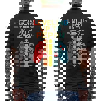 Leveling Up To Pepaw New Grandfather Grandpa Fathers Day Men's Back Print T-Shirt | Mazezy