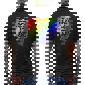 Lgbt Love Is Lovetシャツレトロハートゲイレズビアンプライド月間 メンズTシャツ バックプリント - Kawaiitshirt