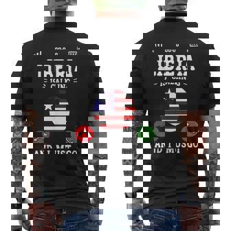 Liberia Flag Liberian Liberia Is Calling Men's Back Print T-Shirt | Mazezy