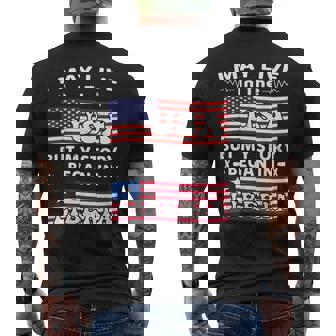 Liberian And American Flag Liberia Pride Roots Heritage Men's Back Print T-Shirt | Mazezy