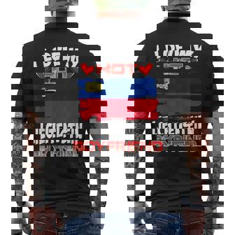 Liechtenstein I Love My Hot Liechtenstein Boyfriend Men's Back Print T-Shirt | Mazezy