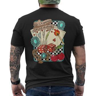 Life Is A Gamble I'm Just Dealing Retro Turquoise Western Men's T-shirt Back Print - Thegiftio UK