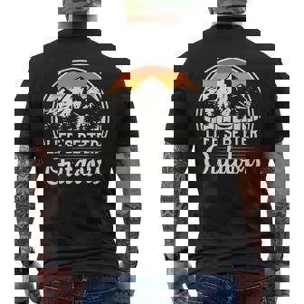 Lifes Better Outdoors Outdoor Moutain Hiking Camping Men's Back Print T-Shirt | Mazezy