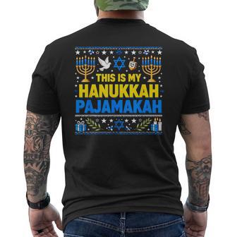 Light Chanukah Hanukkah Jewish Menorah Count Blessings Men's Back Print T-Shirt | Mazezy