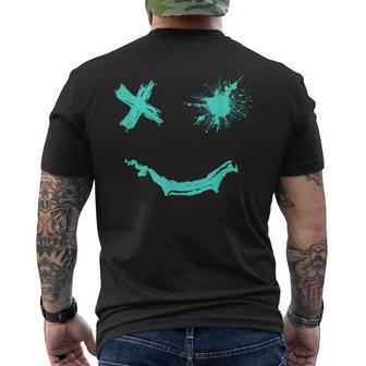 Light Teal Aqua Smile Grunge Face Light Teal Aqua Color Men's T-shirt Back Print - Thegiftio