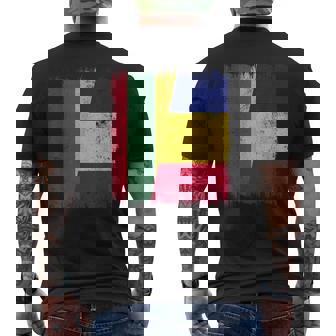 Lithuania Romania Half Flag Lithuanian Romanian Heritage Men's Back Print T-Shirt | Mazezy