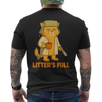 Litter's Full Christmas Cat Christmas Kitty Vacation Men's Back Print T-Shirt | Mazezy