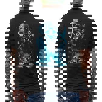 Lobo Con Luna Manga Larga Camiseta Hombre Estampado Espalda - Regaloses