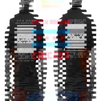 Logan Square Chicago Illinois Flag 773 312 Deep Dish Pizza Men's Back Print T-Shirt | Mazezy