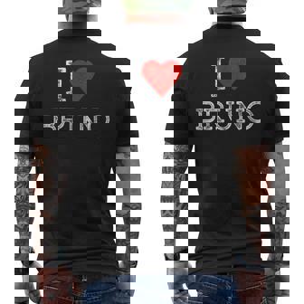 I Love Bruno Vintage Red Heart Fan First Name Bruno Men's T-shirt Back Print - Monsterry