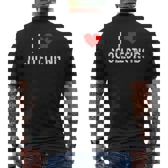 I Love Collecting Heart Stamps Coins Cards Toys Books Men's Back Print T-Shirt | Mazezy