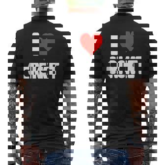 I Love Cricket Heart Pitch Wicket Sport Tank Top Men's Back Print T-Shirt | Mazezy