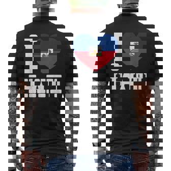 I Love Haiti Heart Flag Country Men's Back Print T-Shirt | Mazezy
