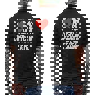 I Love Heart My Australian Terrier Cute Dog Mom Men's Back Print T-Shirt | Mazezy