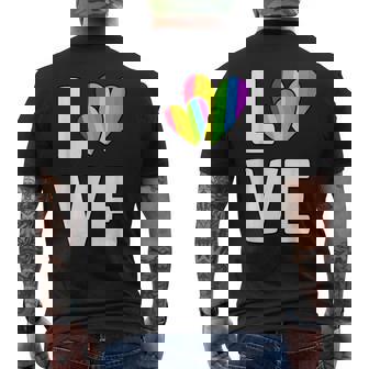 Love Heart Rainbow LGBTQ Pride Awareness Gay Lesbian Men's Back Print T-Shirt | Mazezy