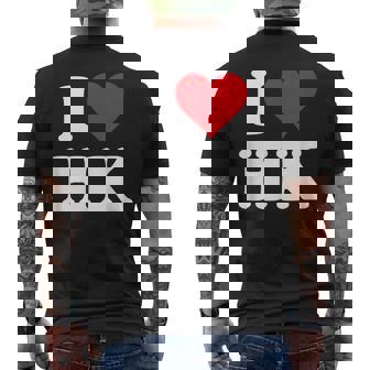 I Love Hk Initials I Heart HK First Last Name H K メンズTシャツ バックプリント - Kawaiitshirt