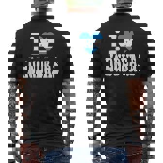 I Love Honduras Heart Flag Retro Travel Souvenir Men's T-shirt Back Print - Monsterry