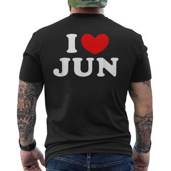 I Love Jun 私は愛する Jun メンズTシャツ バックプリント - Kawaiitshirt