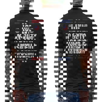 I Love My Country Ashamed Of My Government Usa 愛国的 メンズTシャツ バックプリント - Kawaiitshirt