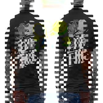 I Love Tennis Enthusiasm Racquet Ball Men's Back Print T-Shirt | Mazezy