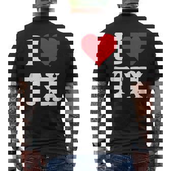 I Love Tx Initials I Heart TX First Last Name T X メンズTシャツ バックプリント - Kawaiitshirt